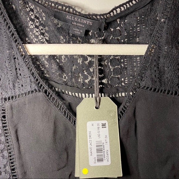 ❌SOLD❌ALLSAINTS | Manie Black Lace Dress M - Picture 4 of 5